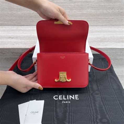 CELINE Shiny Calfskin Teen Triomphe Carmin